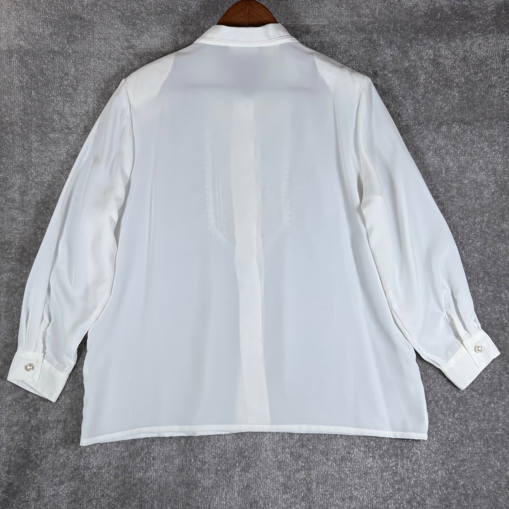 VTG Christie & Jill Blouse Size 18 White Embroidered Beaded Faux Pearl Button - Picture 3 of 7